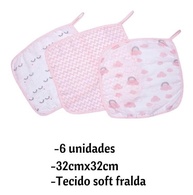Toalhinhas de Boca para Bebê Soft Premium - Kit com 6 Unidades em 100% Algodão Macio e Estampado - imagem 2