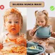 Kit Introdução Alimentar Bebê 8 Peças - Silicone Seguro, Sem BPA, Antialérgico - Prato, Copo, Colher, Garfo e Babador Premium (Roxo) - imagem 3