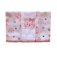 Paninho de Boca Bebê Babete Fraldinha Kit com 3 Unidades - Baby Gijo Rosa Ursinhas - imagem 1
