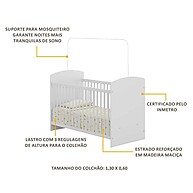 Berço Ana Lívia 60x130 Branco – Seguro e Moderno para seu Bebê - imagem 2