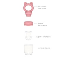Porta-Frutinhas Silicone Ursinho Rosa - Seguro e Prático para Bebês a Partir de 6 Meses - imagem 5