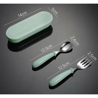 Kit Talheres Infantil Rosa com Estojo - Garfo e Colher em Aço Inox 304 para Bebês - imagem 2