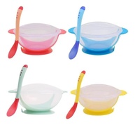 Tigela Bowl com Tampa Ventosa e Colher Sensor para Bebês - Amarelo - imagem 1