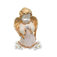 Escultura de Anjo da Guarda em Pérola Branca - Decoração Sagrada para Bebês e Crianças - imagem 1