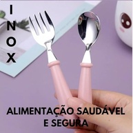 Kit Talheres Infantil Papinha em Aço Inox com Estojo - Colher e Garfo Ergonômicos para Bebês - imagem 4