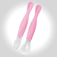 Colher com Ponta de Silicone Macia - 2 Unidades Rosa | Segura e Ergonômica para Bebês - imagem 2