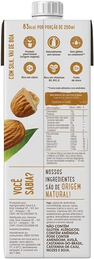 3 Silk - Bebida Vegetal, Amêndoa e Cacau, 1L - imagem 4