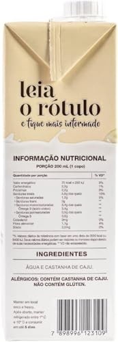 Kit c/3 Bebida Vegetal Cajueiro Castanha Água e Só 1L - imagem 2