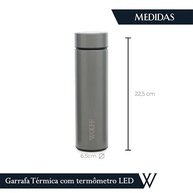 Garrafa Térmica com Termômetro LED 500ml - Aço Inox Wolff | Bebidas Quentes e Frias por até 12h - imagem 3