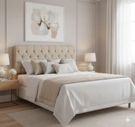 Cabeceira de Cama Queen Mirage Captonê Suede Bege - Estilo e Conforto para Seu Quarto - imagem 3
