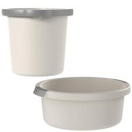 Kit Balde e Bacia de Limpeza Flow Bege 5L e 8,5L com Graduação e Bico Direcionador - imagem 2