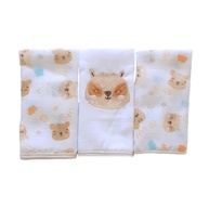 Paninho de Boca Bebê Babete Fraldinha Kit com 3 Unidades - Baby Gijo (Bege Urso) - imagem 1