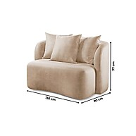 Sofá Curvo Orion: Elegância Moderna em Veludo Bege - imagem 2
