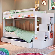 Beliche com 4 Gavetas e Escada Branco – Espaço e Estilo no Quarto Infantil - imagem 1