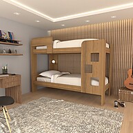 Beliche Escadinha MDF com Prateleira e Grade de Proteção – Ideal para Quarto Infantil - imagem 1