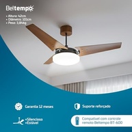 Ventilador de Teto com LED e Pás de Madeira - Beltempo Mira 6500K - imagem 5