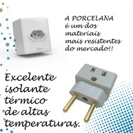 Kit 2 Adaptadores de Tomada Universal Porcelana 3 Pinos Benjamin 10A/20A Bivolt Premium - imagem 5