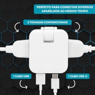 Adaptador Tomada Benjamin Articulado Flexível Bivolt com 4 Entradas (1 USB + 1 USB-C) | Portátil e Seguro 10A - imagem 4