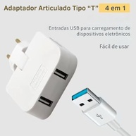 Kit 2 Adaptadores Tomada Benjamin Articulado com 2 USB + 2 Tomadas 10A 220V (Azul) - imagem 4