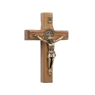 Crucifixo de Madeira com Medalha de São Bento - 7 cm | Decoração Sagrada e Proteção Espiritual - imagem 4