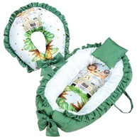 Kit Ninho Redutor para Berço com Travesseiro e Almofada de Amamentação Safari Verde - Segurança e Conforto para Bebês - imagem 2