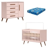 Berço Retrô Rosa + Cômoda: Conforto e Organização - imagem 1