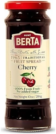 Geleia Doce de Fruta Cherry Sem Açúcar Adicionado AUNT BERTA 284g 100% FRUTA - Com pedaços inteiros de fruta - imagem 2