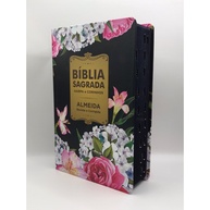 Bíblia Sagrada Grande: Harpa, Jesus em Vermelho + Floral - imagem 1