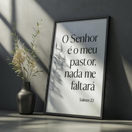 Quadro Decorativo Salmos 23 - Moldura Minimalista com Frases Bíblicas para Inspiração Cristã - imagem 1