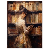 Pôster Vintage Biblioteca Feminina 30x40cm - Arte Retrô em Tela para Decoração de Parede - imagem 1