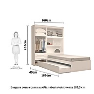 Guarda Roupa Solteiro Milena: 4 Portas + Bicama! - imagem 2
