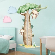 Régua de Crescimento Infantil Bichinhos da Savana - Adesivo Lavável e Seguro para Quarto de Bebê - imagem 1