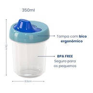 Kit 4 Copos para Bebês com Bico de Transição 350ml - Antivazamento, Tampa Higiênica e Design Reforçado (Azul) - imagem 4