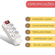 Benjamin Adaptador Tripolar Kapbom: 4 Tomadas Bivolt para Mais Conexões! - imagem 4