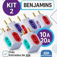 Kit 2 Adaptadores Benjamim 4 Tomadas 10A/20A Bivolt Padrão Brasileiro - Conecte Tudo! - imagem 3
