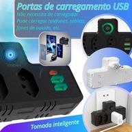 Extensão Elétrica Premium: 3 Tomadas, 2 USB + 1 Tipo-C, Bivolt 2500W | Organize e Carregue Tudo! - imagem 3