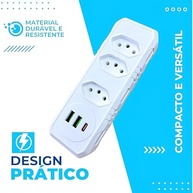 Extensão Premium com 3 Tomadas Universais + 3 USB (USB-C e USB-A) - Bivolt com Filtro de Linha - imagem 3