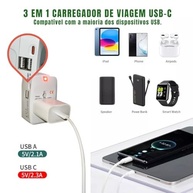 Adaptador de Tomada Universal EzLife®: Carregue Tudo em Mais de 150 Países (USB-C PD, USB 3.0, Bivolt) - imagem 3