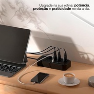 Filtro de Linha 5 Tomadas + 4 USB + 1 USB-C 2m Bivolt - Organize e Carregue Tudo! - imagem 3