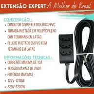 Extensão Régua Elétrica 10m Bivolt: 3 Tomadas Tripolar para Mais Conexões Seguras! - imagem 3