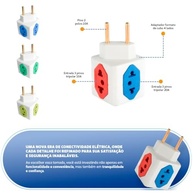 Kit 2 Adaptadores Tomada Cubo 3D Universal 4 Saídas Bivolt 10A/20A - Pino Novo NBR 14136 - imagem 5