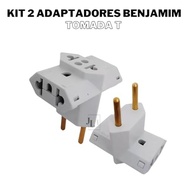 Kit 2 Adaptadores Tomada T Benjamim 3 Pinos Bivolt 10/20A Branco - Conexão Segura e Versátil - imagem 3