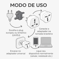 Adaptador Universal Tomada Internacional Bivolt Branco - UK/EU para Brasil - imagem 4