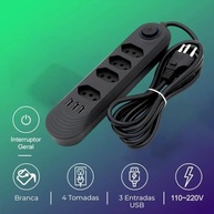Extensão Elétrica 4 Tomadas + 3 USB 2m Bivolt - Potencialize suas Conexões! - imagem 4