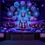 Tapeçaria Blacklight Sete Chakras - UV Reativa para Yoga e Meditação - imagem 2