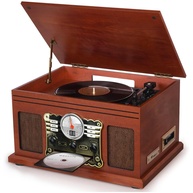 VEDO Toca-Discos 10 em 1: Reviva o Vinil com Bluetooth, CD, Cassete e Conversor MP3 | Design Retrô Mogno - imagem 1