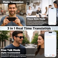 Anpress Óculos inteligentes masculinos e femininos AI Bluetooth com 164 idiomas e acentos tradução em tempo real, óculos tradutores de IA com lentes antirluz azul e UV400, controle de voz, som - imagem 5