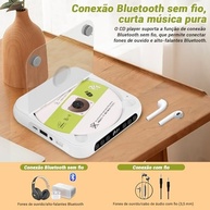 Mini CD Player Portátil 2000mAh com Bluetooth, Rádio FM e Alto-Falantes - Leve sua música para onde for! - imagem 4