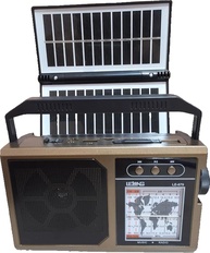 Rádio Portátil Vintage Solar Bluetooth AM/FM/SW com Lanterna e Bateria 1200mAh - imagem 1