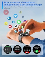Smartwatch Hrich: Chamadas Bluetooth, +100 Modos Esportivos e Notificações Inteligentes (Preto) - imagem 3